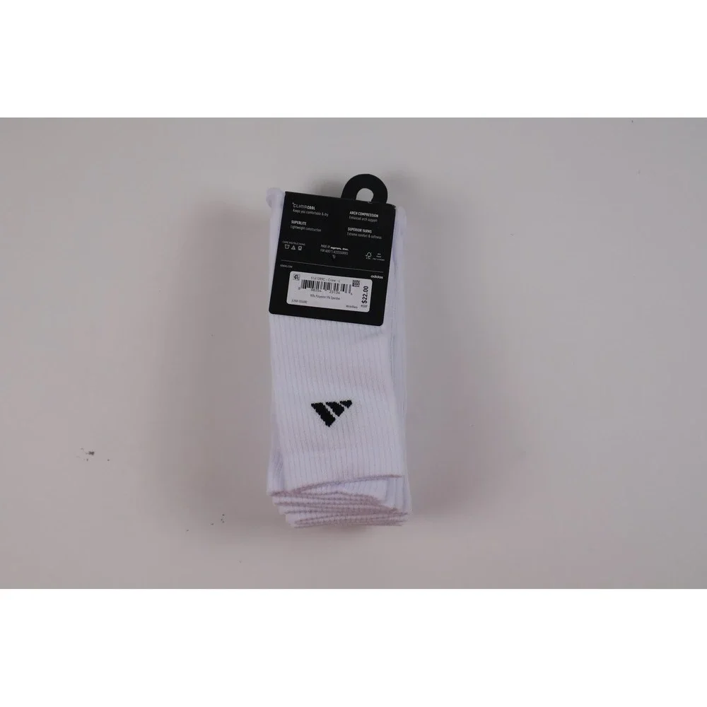 Adidas Socks 6 Pack Superlite Crew White Solid Large NWT